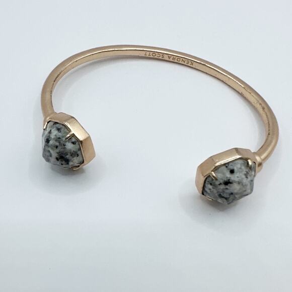 Kendra Scott BRINKLEY Granite Stone Rose Gold Cuff Open Bracelet - Picture 7 of 10